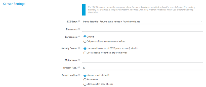 Sensor Settings