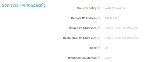 SonicWall VPN Specific